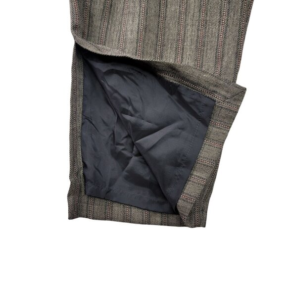 Harve Benard Lined Wool Slit Hem Cropped Pants 12 Striped Gray Professional - Picture 5 of 13